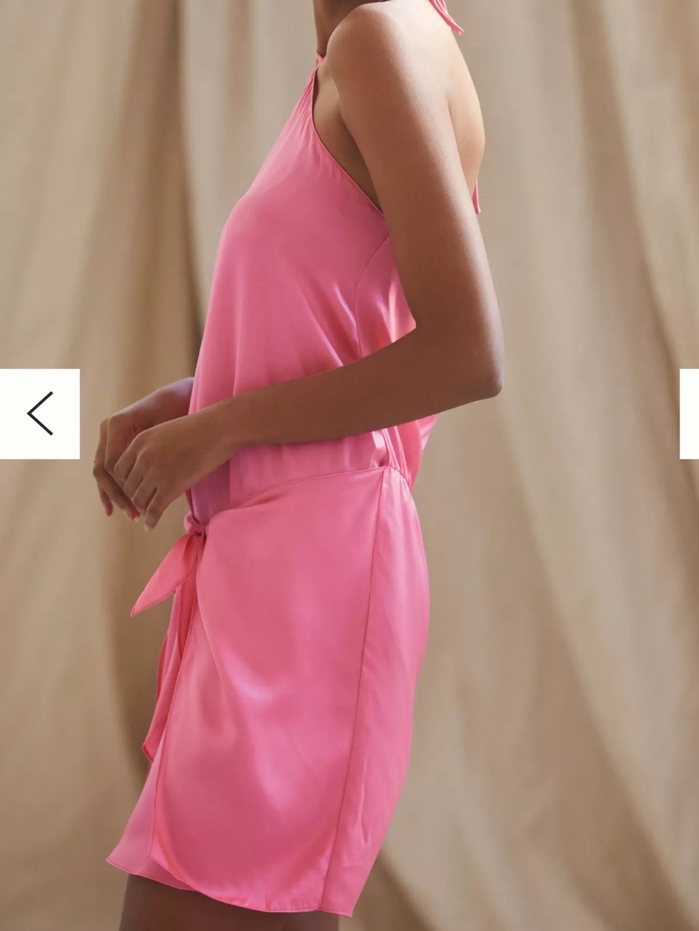 NWT Amanda Uprichard Marrone Silk Halter Mini Dress Pink Rose Ribbon Sz M - Picture 4 of 13